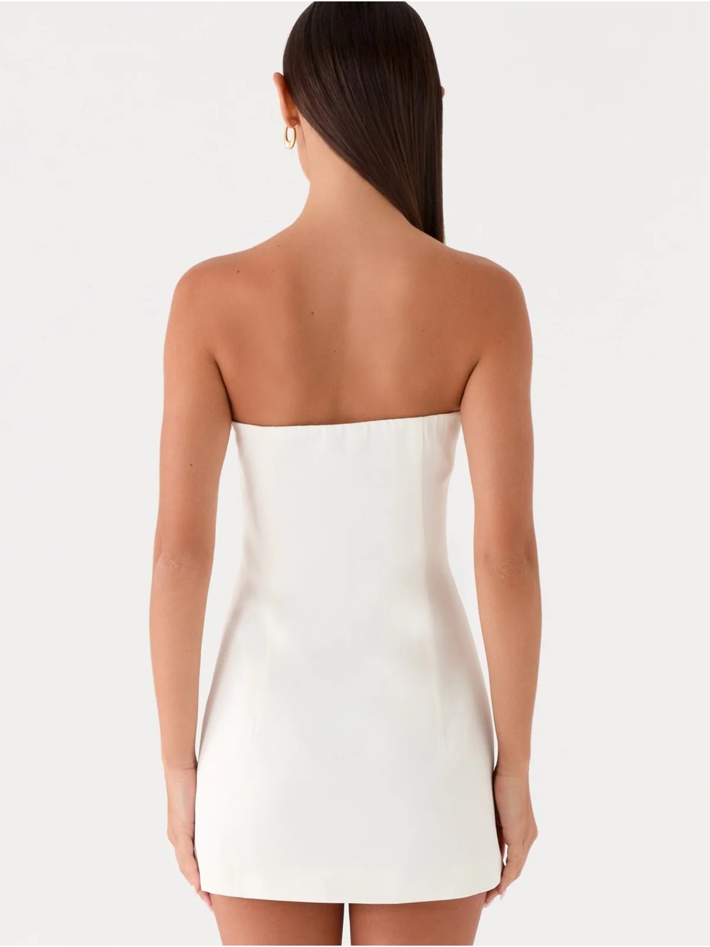 Peppermayo Della Strapless Mini Dress White Satin Size 6 - Picture 3 of 6